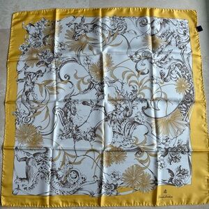 Vintage Brooks Brothers Yellow & White Floral 100% Silk Scarf